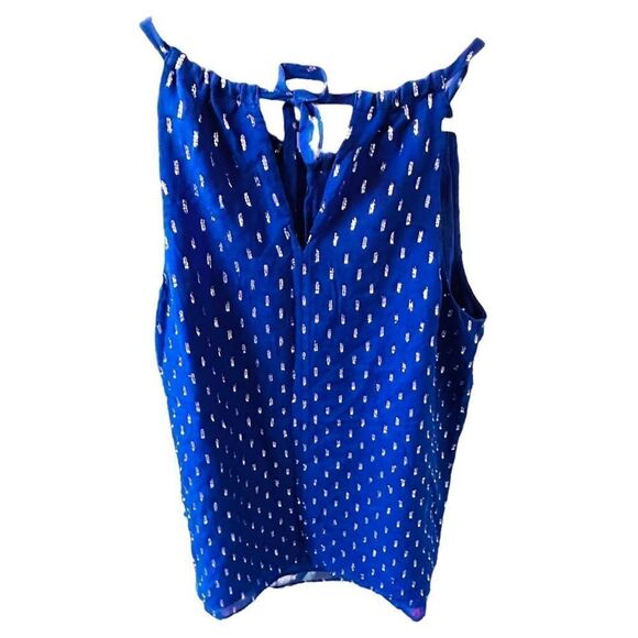 LILLY PULITZER Skylar Top Blue Spectrum Tybee Metallic Clip Dot Tank Top Size Sm - Picture 1 of 3
